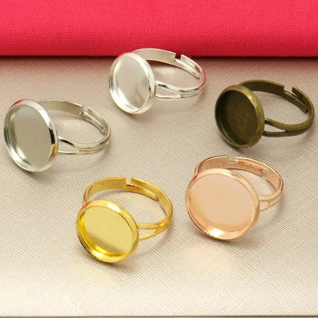 

10X Adjustable "Y'shaped Ring Blank with inner 16mm Bezel Setting Tray for Cameo Cabochons Antique Bronze/Rhodium Silver/Gold