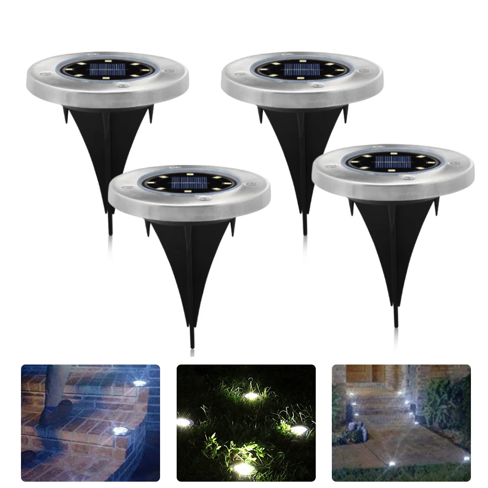 

4 Pcs LED Underground Light Solar Lamp Outdoor Waterproof Camping Night Emergency Lighting grondspot Terrace Garden Lights Decor