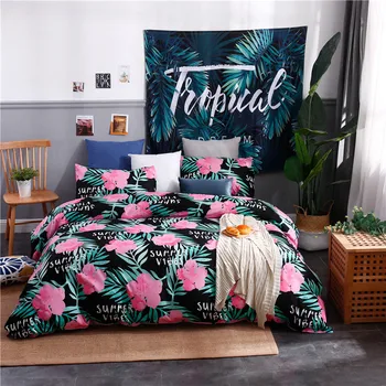 

Tropical Summer Flowers Digital Printed Bedding Set Duvet Cover Set Bed Linen Duvet Cover Pillowcases Bed Set Twin Queen King