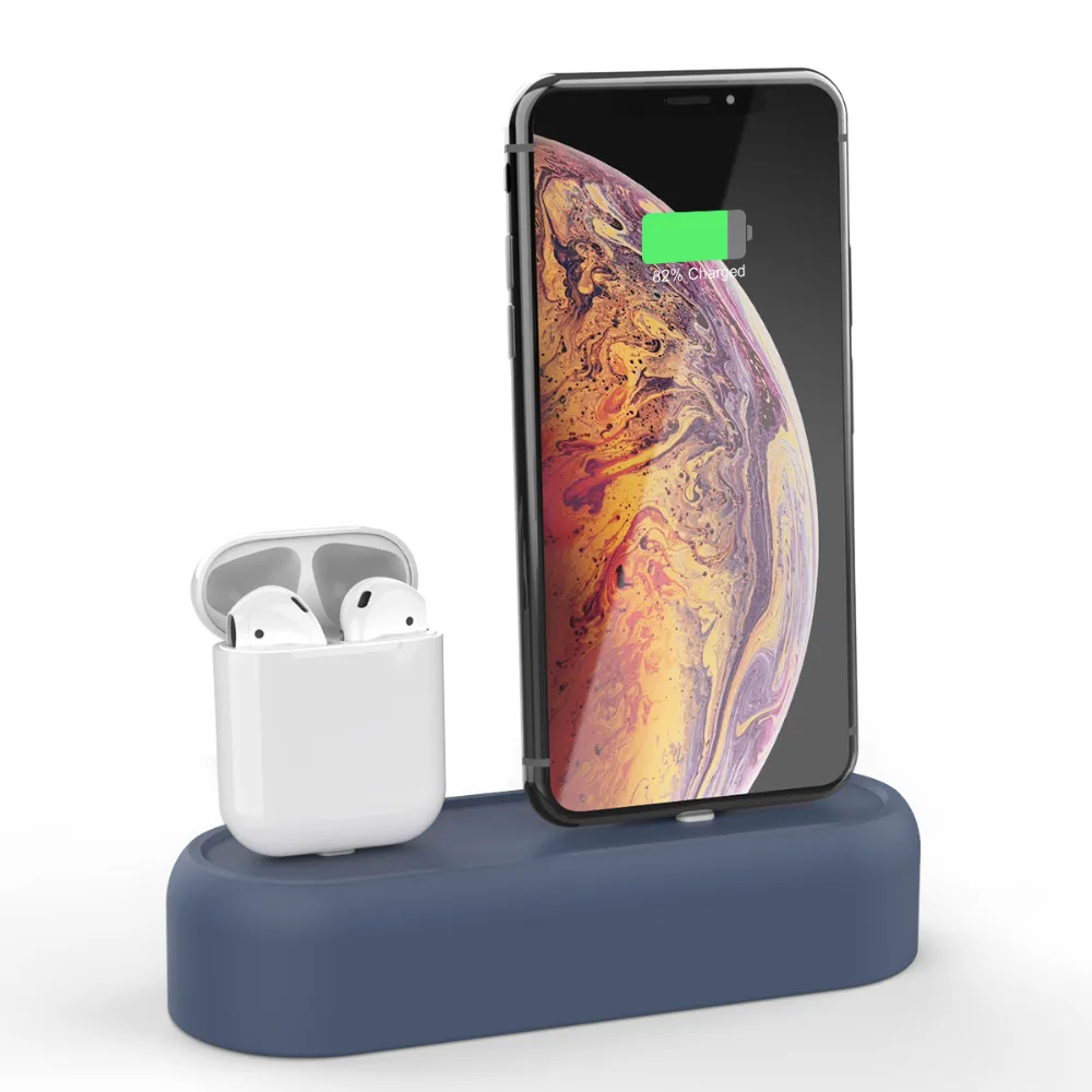 2 in 1 Silicone Stand Holder for Airpods Charging Box Charger Dock Stand for Airpods Accessories Mobile Phone Holder for iPhone