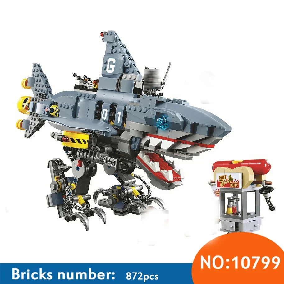 

10799 Ninja Movie blocks set 872pcs Gamma shark carrier DIY Learning Bricks compatible with 70656 Toys For Children
