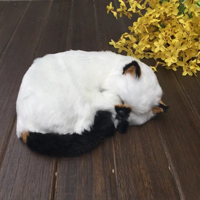 simulation cute sleeping breathing cat 23x18x10cm model ...