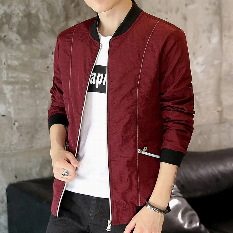 2019 الشتاء معطف الرجال الربيع الخريف الرجال جاكيتات الصلبة الأزياء معاطف الرجال البيسبول سترة منفذها سترة الذكور عارضة ضئيلة 4XL 1095