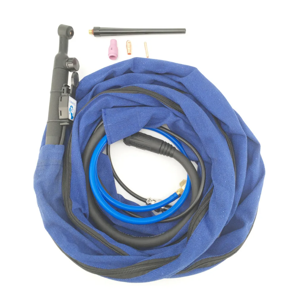 

Flex Valve WP-9FV Air Cooled TIG Welding Torch 125amp Gas Power Cable Seperated 4M Cloth Hose Cover M16*1.5 Euro 16-25 Connector