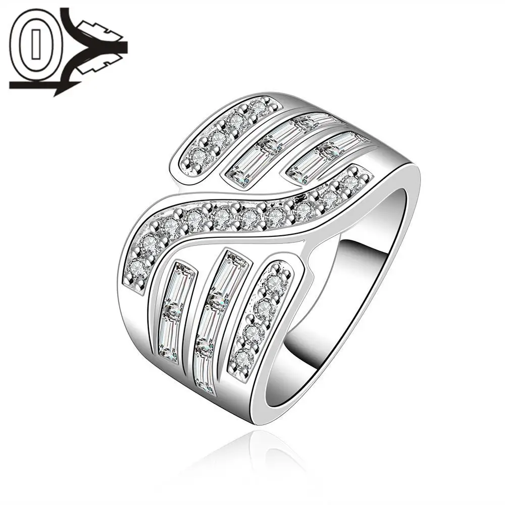 

Christmas Gift Wholesale Silver-plated Ring,Silver Fashion Jewelry,Women&Men Gift Three Lines Stone S Shaped Silver Finger Rings