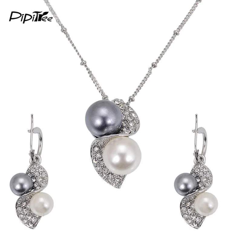 Luxury Brand Imitation Pearl Necklace Earrings Wedding Jewelry Sets