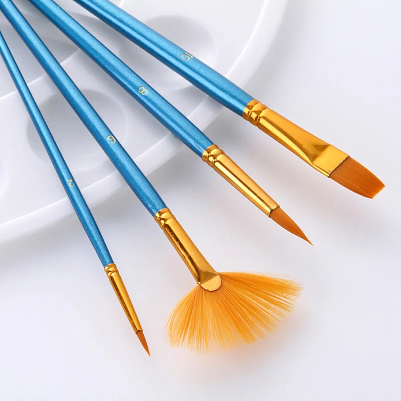 

Newly 10pcs New Nylon Wooden Handle Paint Brush Set for Kids Watercolor Gouache Drawing Painting Art Supplies XSD88