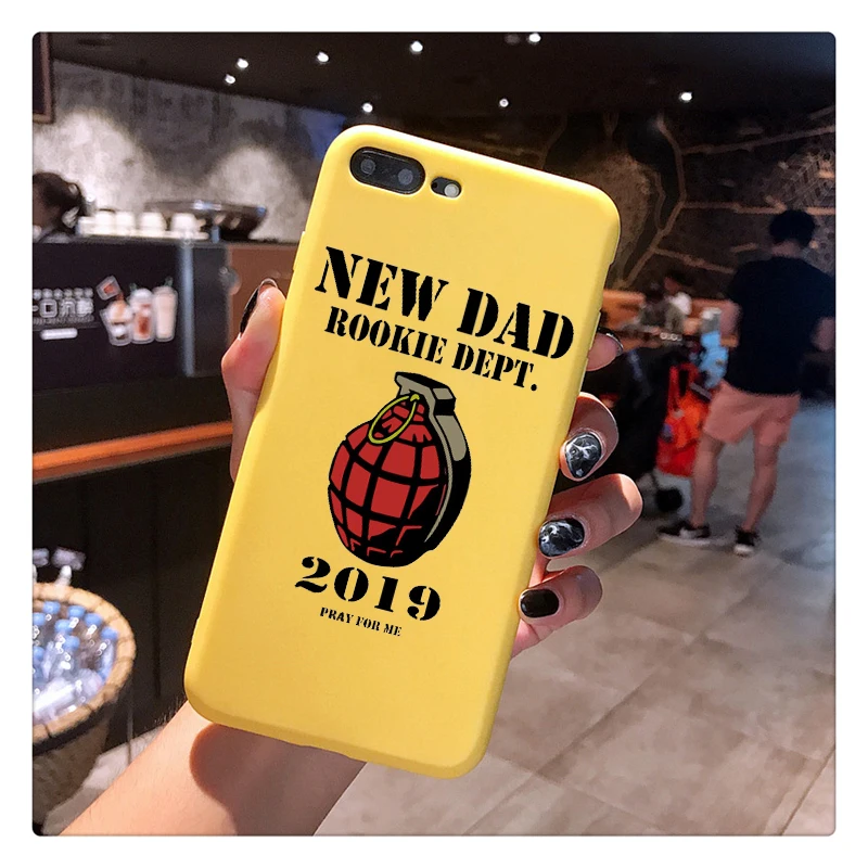 New Dad Rookie Dept 2019 grenade daddy Candy Color TPU Case phone For iphoneX 7 8 XS XR XSMAX Pink Yellow White Cover