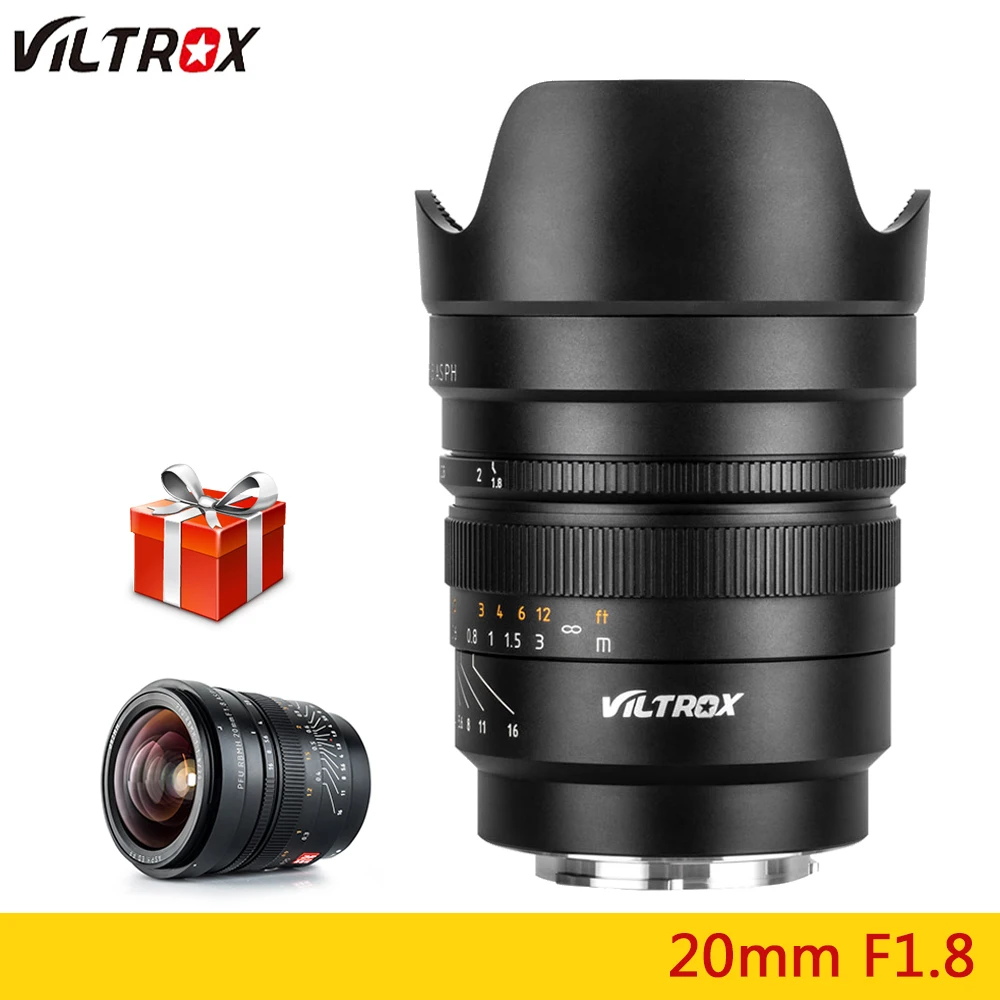 VILTROX 20 мм f/1,8 ASPH полнорамочный широкоугольный фиксированный фокус для sony для камеры NEX E A9 A7M3 A7R A6300 A6500 Fujifilm FX-mount