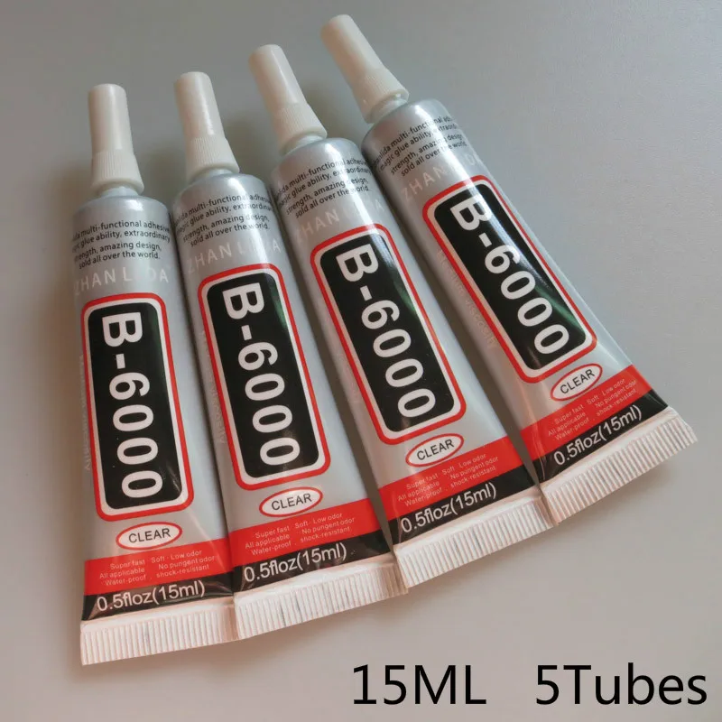 

5 Pcs New B6000 Glue 15 ML B-6000 Multi Purpose Adhesive Acrylic Rhinestone Glue Touch Screen DIY Craft Accessories