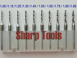 Прочный 10 шт. мм 1,95-1,05 мм Вольфрамовая сталь твердый карбид PCB инструменты, биты PCB дрель, торцевые фрезерные инструменты для ЧПУ и PCB