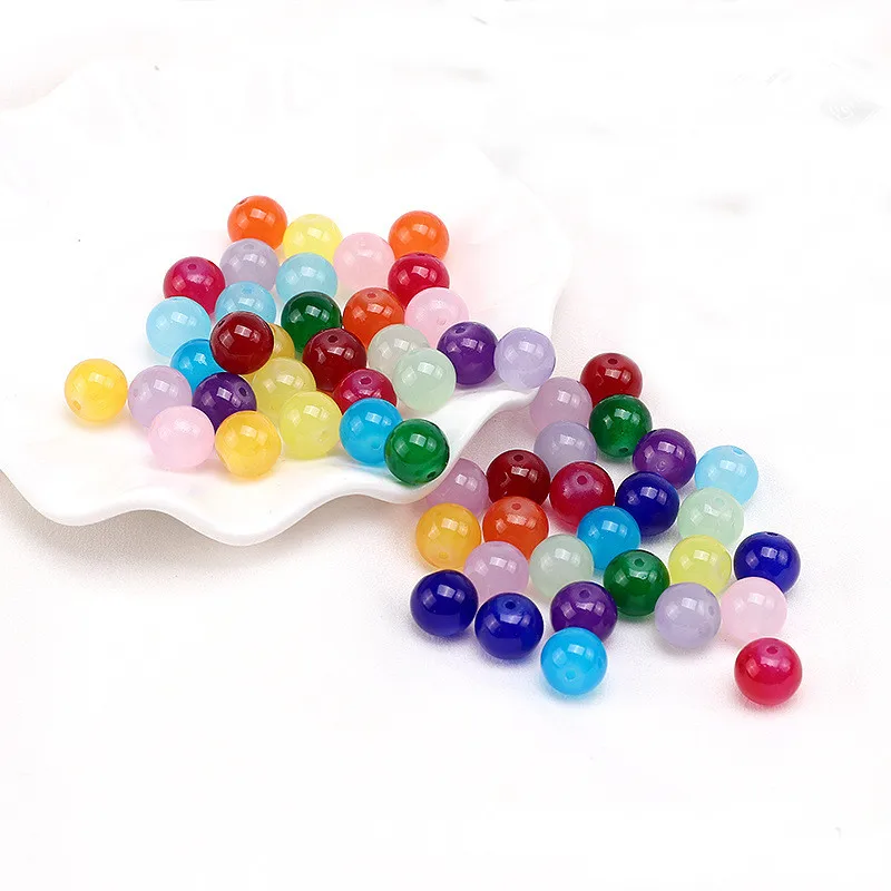 

40 PCS 10mm Round Glass Bead Connector 14 Colors Loose Beads For Jewelry Making