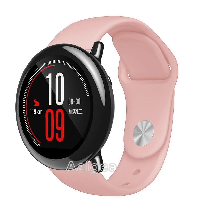 Цветной мягкий силиконовый ремешок для часов для Xiaomi Huami Amazfit Pace, умные часы, спортивный сменный Браслет, ремешок на запястье - Цвет ремешка: Розовый