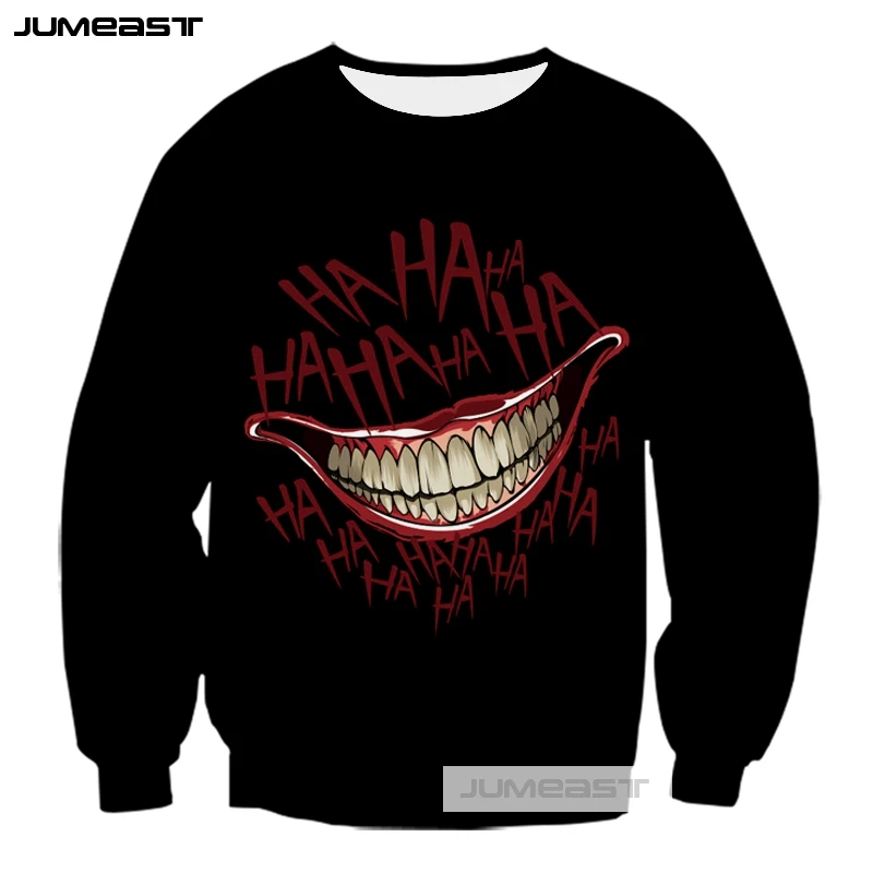 

Jumeast Funny HaHa Joker 3d Printed Fashion Why So Serious Pattern Women/Men Long Sleeved Outerwear Sweatshirts Tops Smile Face