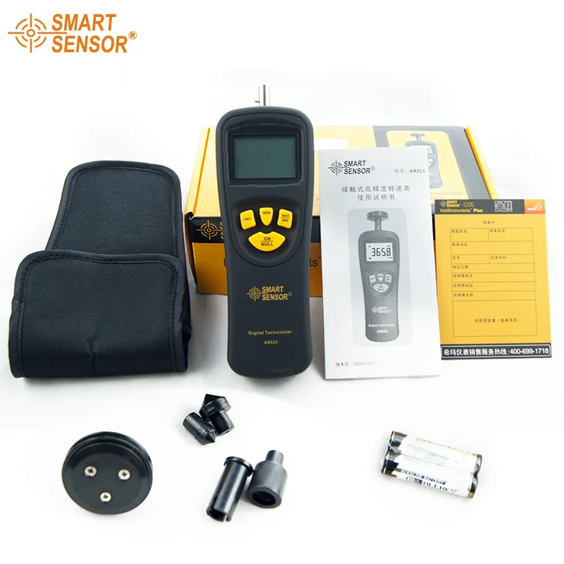 Smart Sensor AR925 AR925 0.5~19999RPM Contact Digital Tachometer RPM Meter digital Tach speedometer (4)