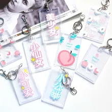 Coloffice прозрачный акриловый держатель для карт с изображением животных, креативные колокольчики, Пряжка для ключей, студенческий держатель пропуска, брелок для ключей