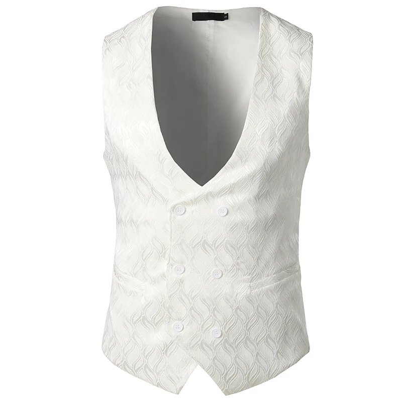 

vests waistcoat men White green black men vest Asia size S M L XL Jacquard fabric vest men