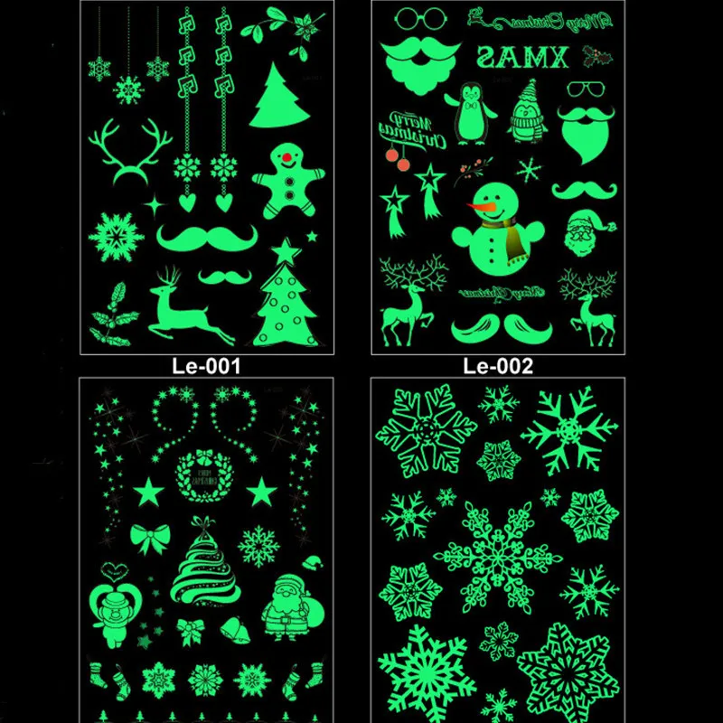 Светящиеся Татуировки светится в темноте Детские Временные татуировки Детские Рождественские флуоресцентные водонепроницаемые милые наклейки