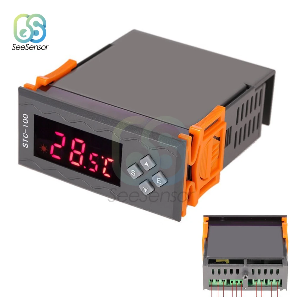 

STC-100 DC 12V AC 110V-220V Digital Temperature Controller Thermostat Thermoregulator Thermometer Heating Cooling NTC Sensor