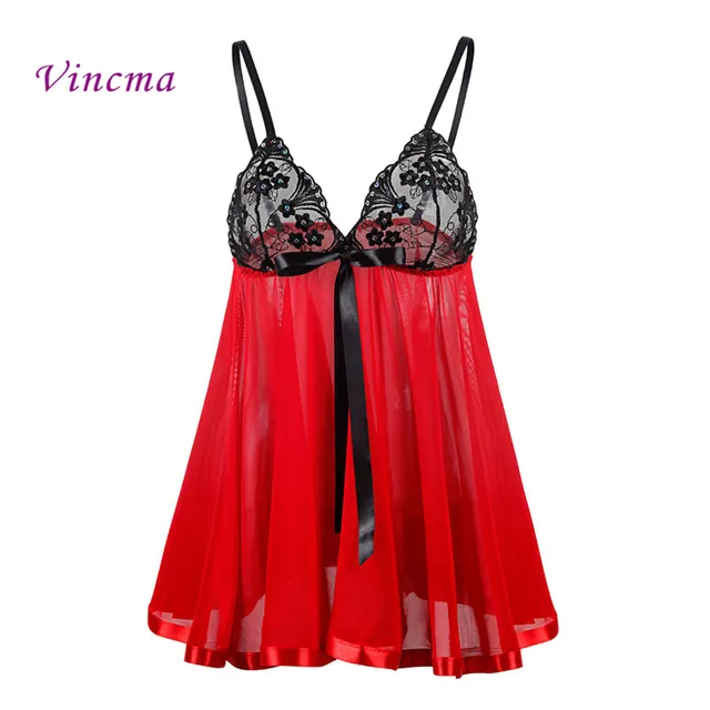 Best Price S M L 4XL 5XL 6XL Plus Size Women Embroidery Black Red Patchwork Erotic Underwear Hot Sexy Lingerie Babydolls Transparent Dress