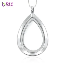 5 шт/лот капель воды серебряный плавающий медальон кулон ожерелье(цепи включены бесплатно) стеклянный медальон LSFL047-1* 5