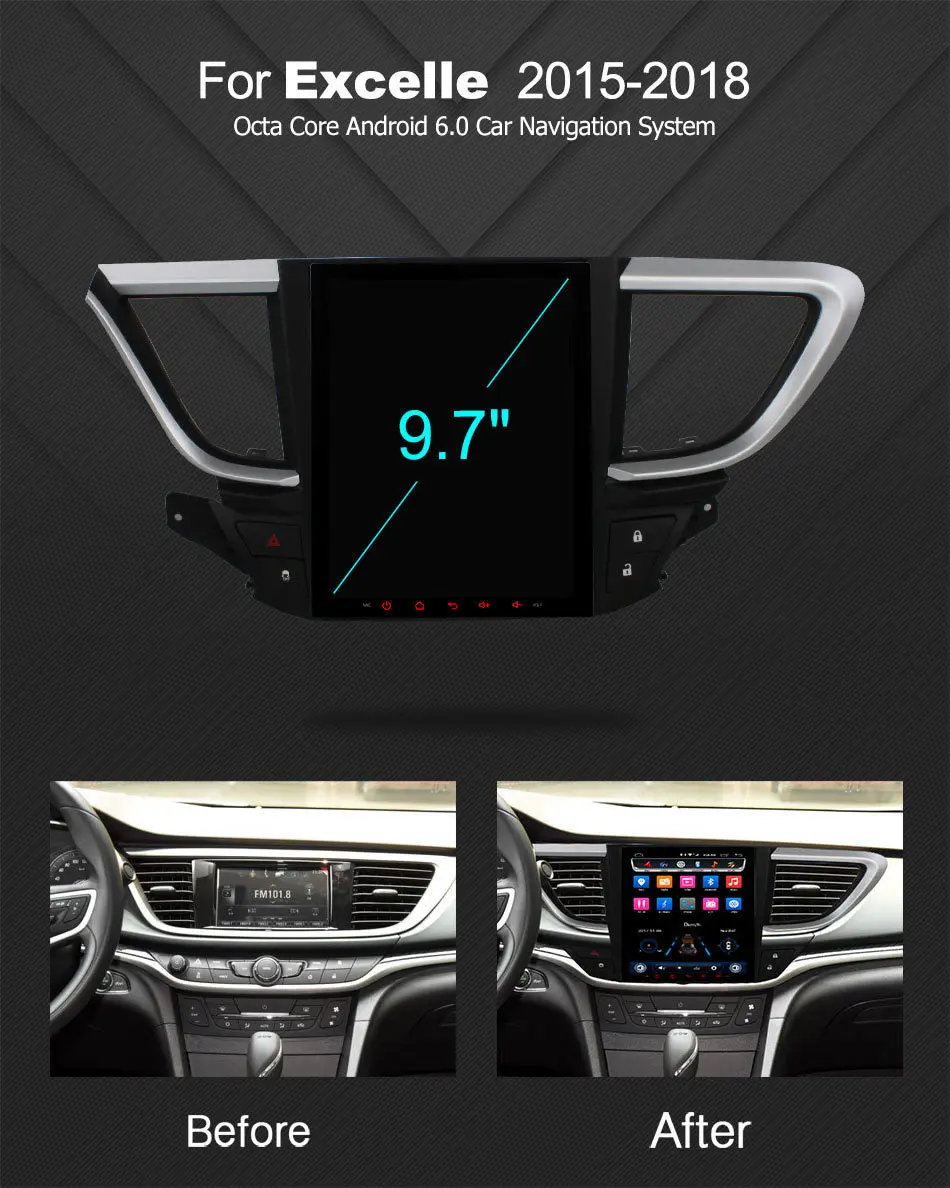 Sale 9.7" IPS 2.5D screen Android car DVD player radio headunit tape recorder Intelligent Multimedia Player for BUICK EXCELLE XT GT 2