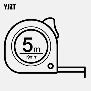 

YJZT 12.2CM*9CM 5 meter Long Full Tape Measure Vinly Black/Silver Car Sticker C22-0483