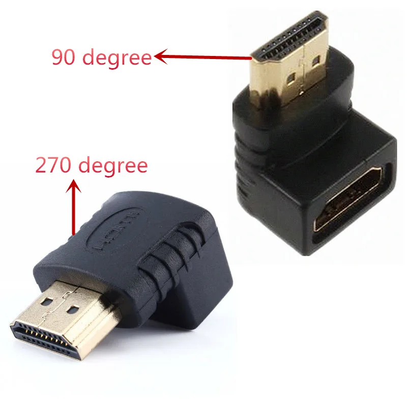 HDMI Cable Adapter Male to HDMI Female 270/90 Degree Angle Cable Adapter Converter Extender for 1080P HDTV HDMI Cable Connector