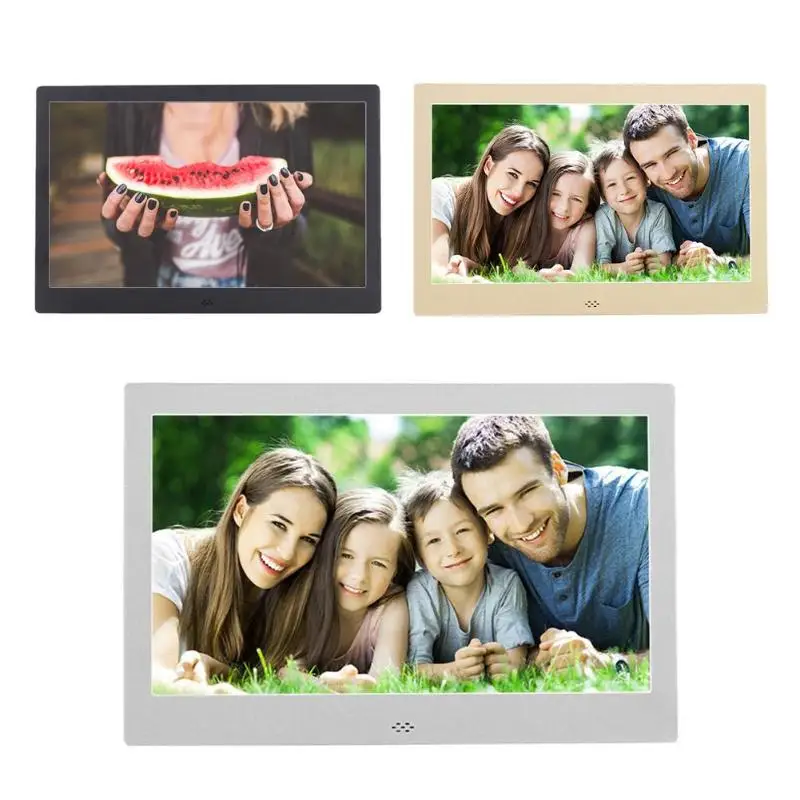 

12 Inch Digital Metal Photo Frame HD 1280x800 Electronic Picture Clock Calendar Remote Control Built-in Speaker