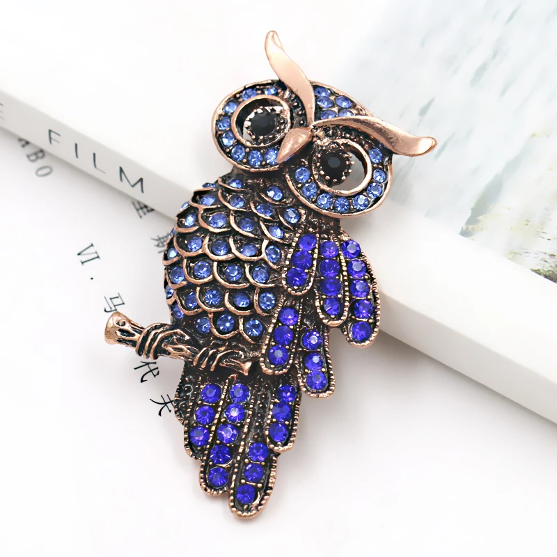Женская Брошь в виде совы WEIMANJINGDIAN Синие стразы Прямая продажа с фабрики|pins for