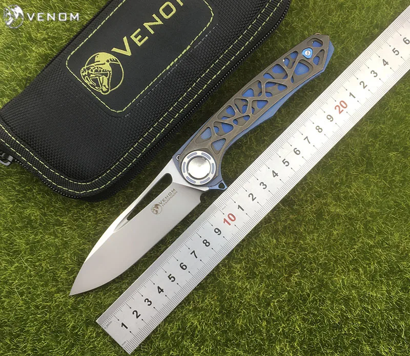 

VENOM HARPOON Flipper folding knife M390 steel Titanium CFoutdoor camping hunting survival pocket kitchen fruit knives EDC tool