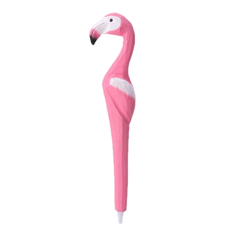 

Cute creative Flamingo Writing Ballpoint Pen Ball Point Wooden Novelty Gift School Stationary Ballpoint 4 COLOR