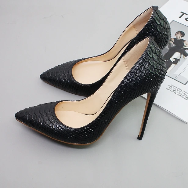 snakeskin heels with black dress