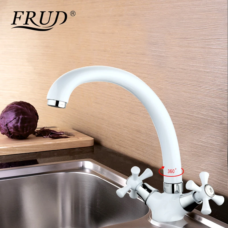 Кухонный кран Frud для холодной и горячей воды с двойной ручкой одним отверстием