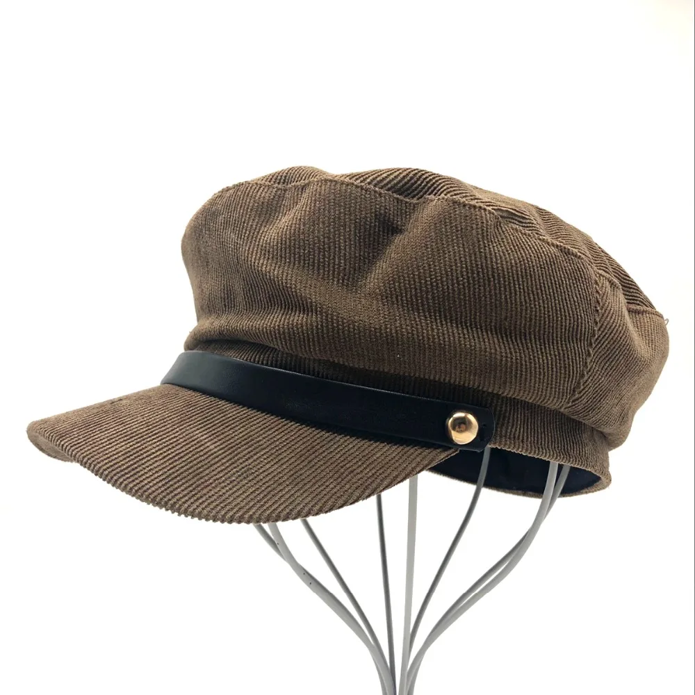 New Fashion Solid Visor Military Hat Autumn and Winter Vintage woolen Patchwork Beret Cap For Women England Style Flat Cap