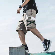 Мужские шорты в стиле хип-хоп, уличная одежда, летние военные хлопковые мужские шорты-бермуды, M-XXXL