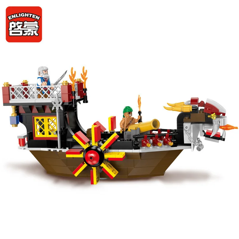 

ENLIGHTEN 345Pcs Pirate Ship Son of the Sea Building Blocks Set Crew Kids Model Bricks Educational Toys For Children