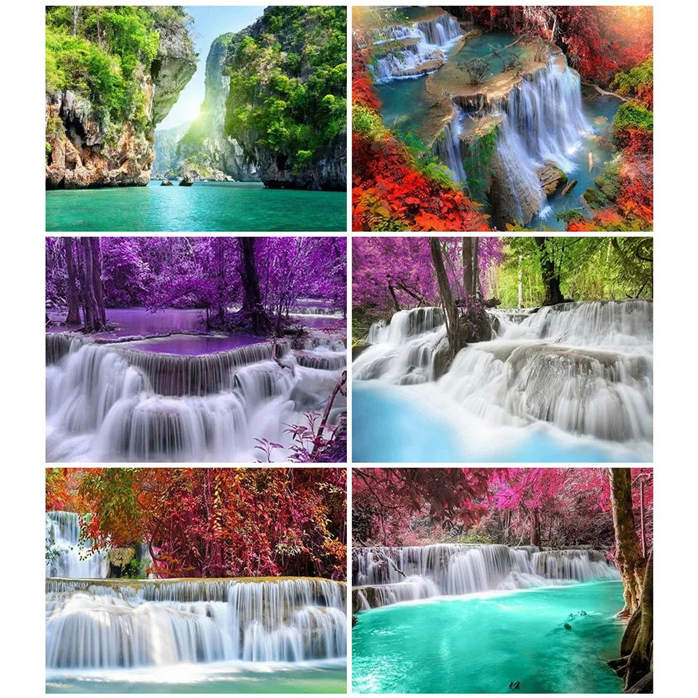 

HUACAN Full Square/round Diamond Painting 5d Landscape Art Crafts Sewing Waterfall Diamond Embroidery Diamond Mosaic Scenery