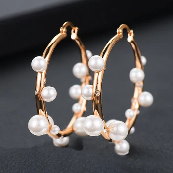 

missvikki Exclusive Handmade Full pearls Noble Hoop Earrings for Fashion Women Bride Wedding Actor Dancer Show Occasion Gift