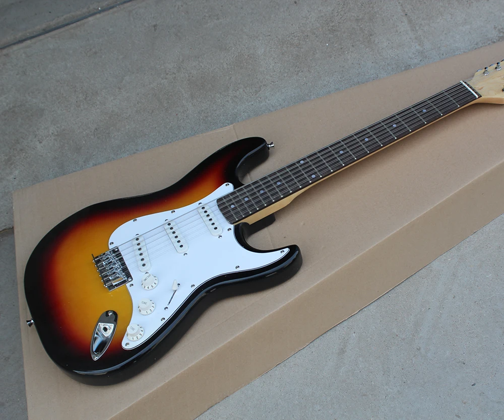 Factory Custom Tobacco Sunburst Body Electric Guitar with 12 Strings,White Pickguard ,Chrome Hardwares,Offer Customized