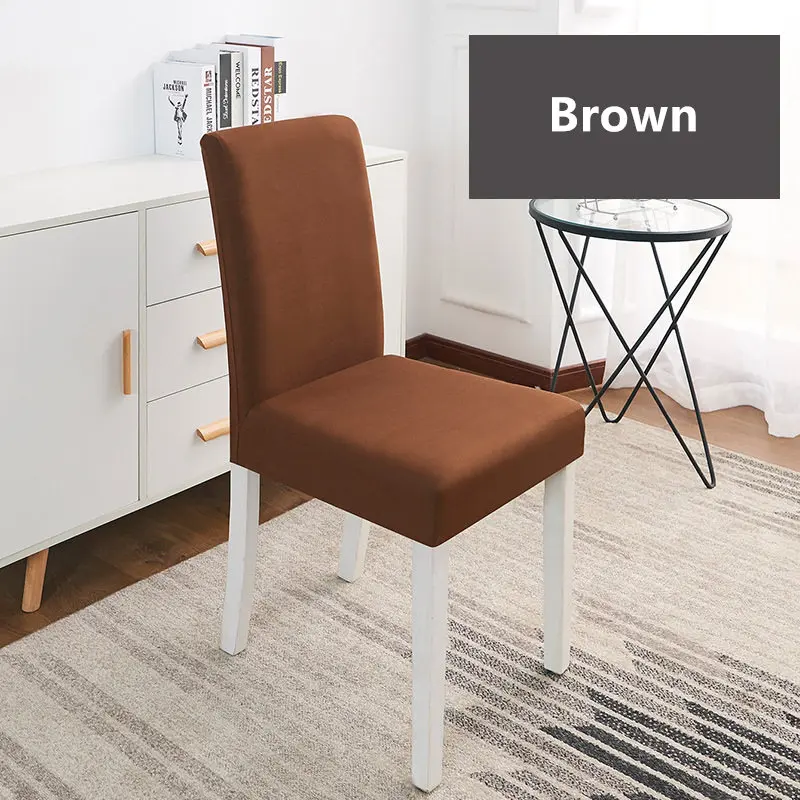 20 Color Solid Color Chair Cover Spandex Stretch Elastic Slipcovers Chair Covers For Dining Room Kitchen Wedding Banquet Hotel - Цвет: Brown