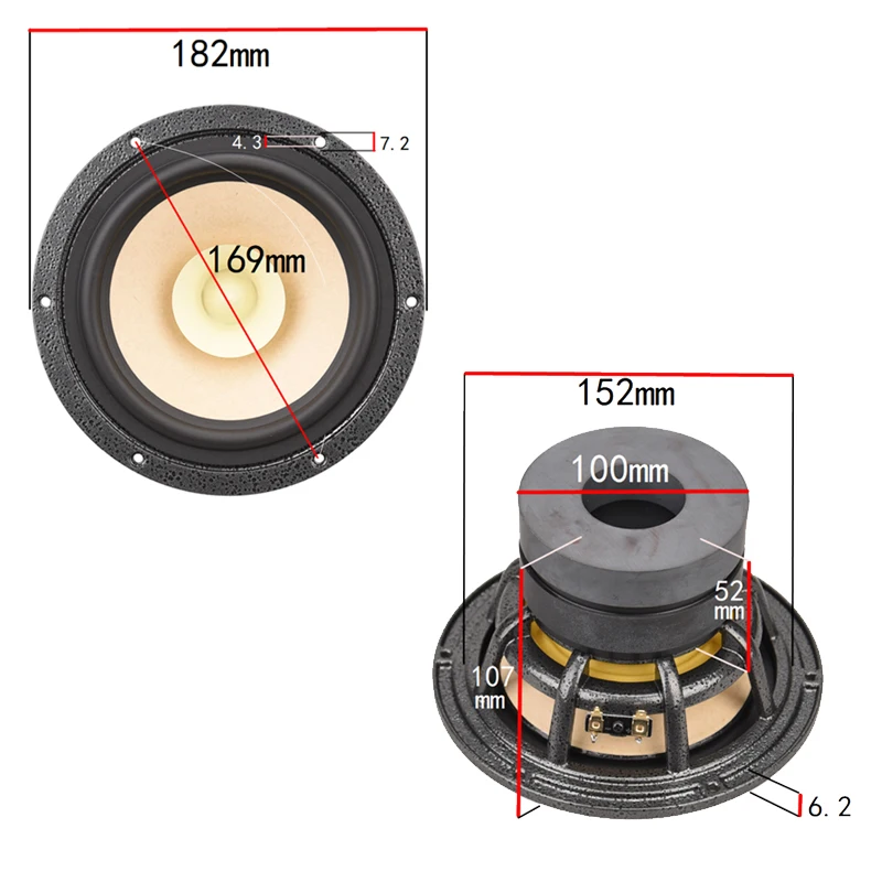 HIFIDIY LIVE hifi 6,5 дюймов 7 ''182 мм полночастотный динамик 8OHM 120 Вт Высокий Средний бас громкоговоритель QF6