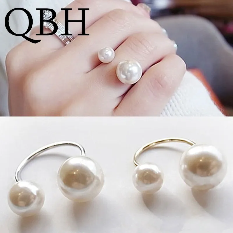 

G293 Fashion Mujer Anneau Anel Simulated Pearl Adjustable Anillos Open Rings for Women Wedding Jewelry Girls Bijoux Finger Ring