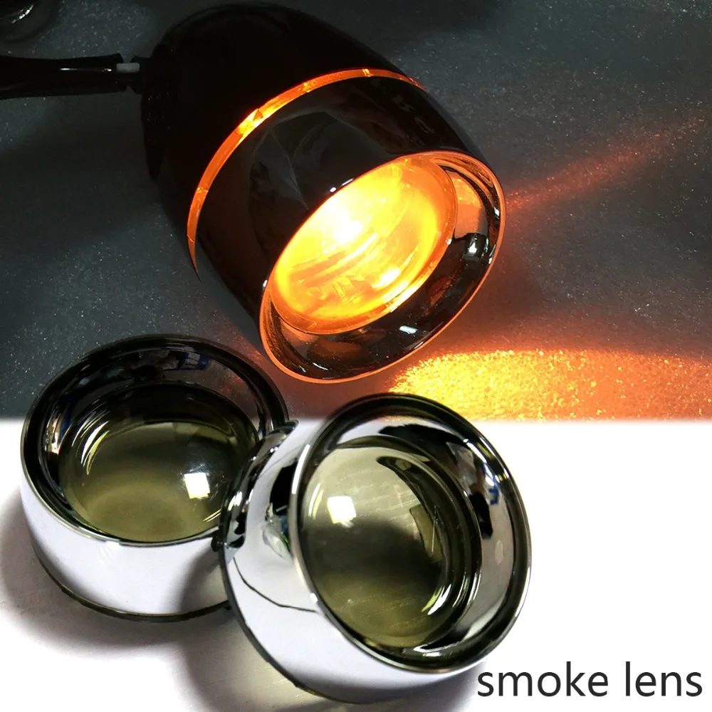 Red Turn Signal Lens Chrome Bezels Visor Fit For Harley Dyna Sportster 