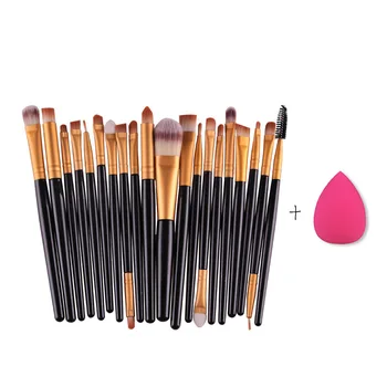 

20pcs Eye Makeup Brushes Set Eyeshadow Blending Brush Powder Foundation Eyebrow Lip Eyeliner Brush Tool +Pink Cosmetic Puff