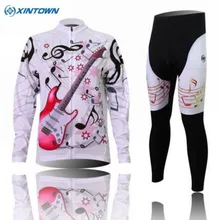 XINTOWN/женские майки для велоспорта с гитарой+(нагрудник) брюки с длинным рукавом, одежда для велосипеда, одежда для девочек, одежда для велоспорта