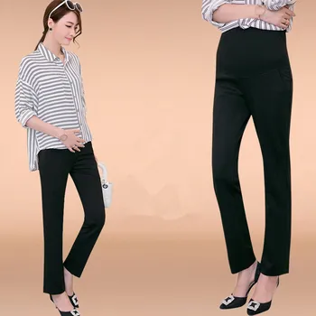 

2019 spring and summer new Korean fashion maternity clothes solid color pregnant women stomach lift casual pants leggings