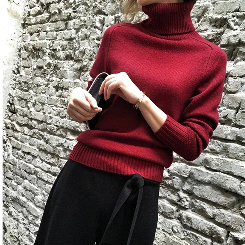 Autumn and winter ladies high quality cashmere sweater 2018 new high collar sweater solid color loose warm soft sweater-Shipping Autumn and winter ladies high quality cashmere sweater 2018 new high collar sweater solid color loose warm soft sweater-Shipping