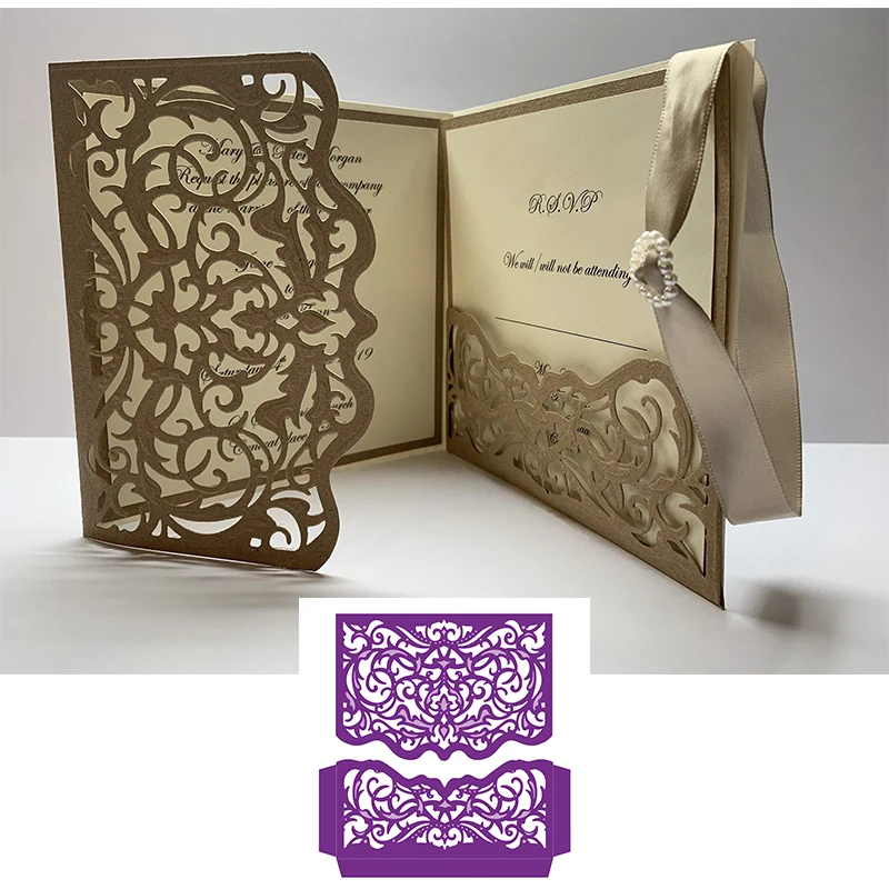 

2 Sets Invitation Card Metal Cutting Dies Stencils for DIY Scrapbooking Photo Album Decorative Embossing Crafts Supplier Die Cut
