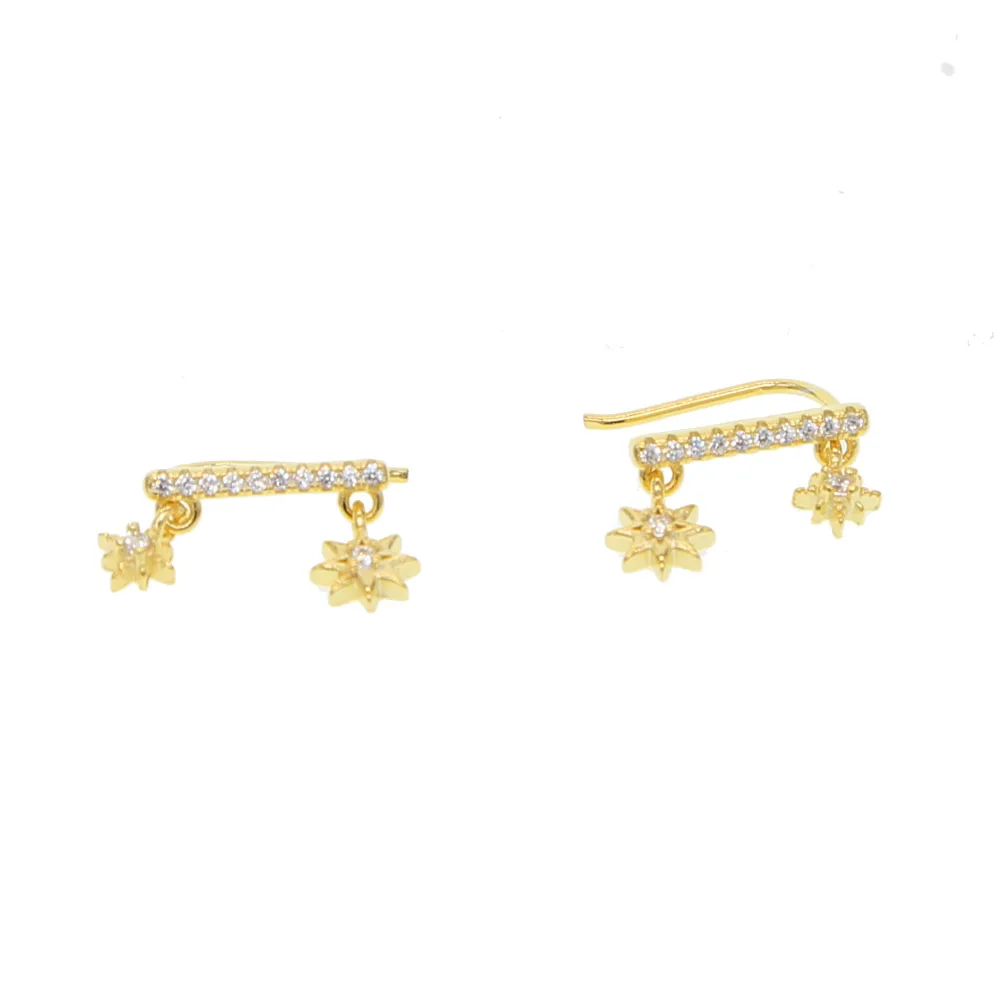 

2019 Top sale 925 sterling silver 1Pair Double Star Snowflake Earring For Women Classic hexagram Earring fashion wedding jewelry